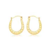 9ct gold ridged creole earrings