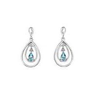 9ct Gold Diamond and Blue Topaz Earrings