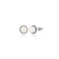 9ct gold diamond and pearl studs