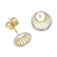 9ct two tone cut out aperture studs earrings 1015159