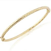 9ct Engraved Zigzag Oval Hinged Bangle BN402