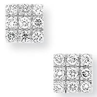 9ct White Gold 9x Diamond Square Studs ST-ER658