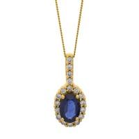 9ct Yellow Gold Oval Sapphire and Diamond Cluster Pendant DSP239