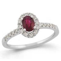 9ct White Gold Ruby and Diamond Oval Cluster 0.85ct Ring 14.09493.043 M