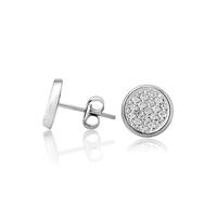 9ct White Gold Round Pave Crystal Studs SE476