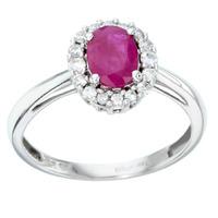 9ct White Gold Ruby and Diamond Ring CR10873 9KW-RUBY-L