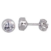 9ct White Gold Round Cubic Zirconia 5mm Stud Earrings 5.57.3423