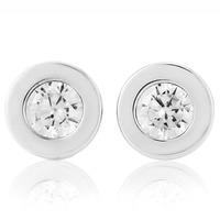 9ct white gold rubover cubic zirconia medium studs se553