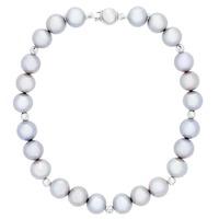9ct White Gold Grey Freshwater Pearl and Textured Bead 7.5\