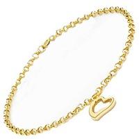 9ct 2mm open heart drop bracelet 1246571