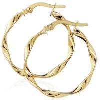 9ct twisted hinged hoops er913