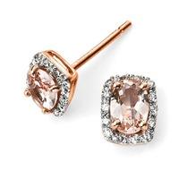 9ct Rose Gold Diamond Pink Morganite Stud Earrings GE2026P