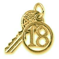 9ct Yale Key And \'18\' Disc Charm 1077G