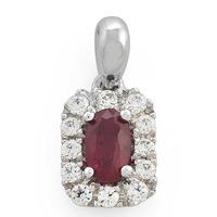 9ct White Gold Oval Ruby and Diamond Cluster Pendant 33.07892.021