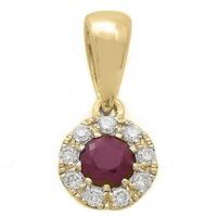 9ct Ruby and Diamond Round Cluster Pendant 0.20ct 33.07604.034