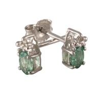 9ct White Gold Emerald and Diamond Stud Earrings ve04846 9kw-em