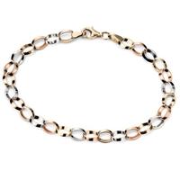 9ct Gold 3 Colour 18.5cm Oval Bracelet GB407