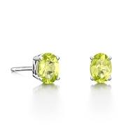 9ct Gold Four Claw Oval Peridot Stud Earrings 9ER360-PD-W