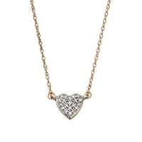 9ct White Gold Diamond Pave Heart 45cm Necklet GN204
