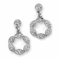 9ct White Gold Diamond Open Circle Dropper Earrings GE966
