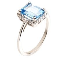 9ct white gold blue topaz diamond square cluster ring 9dr276 bt w