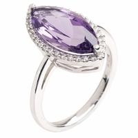 9ct White Gold Amethyst Marquise Cluster Ring 9DR323-AM-W