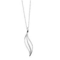 9ct White Gold Diamond Large Wave Pendant GP764