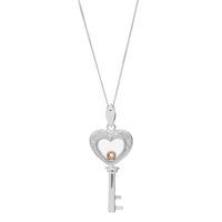 9ct white gold diamond heart key necklace dp515w