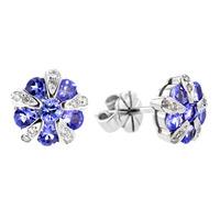 9ct white gold tanzanite flower stud earrings de94w tan