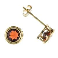 9ct gold round garnet stud earrings kg3308 garn