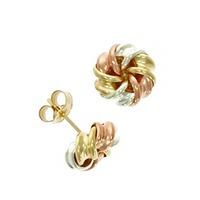 9ct tri colour fancy knot stud earrings 1070078