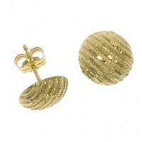 9ct Yellow Gold Ridged Dome Large Stud Earrings 10.01.050