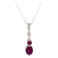 9ct White Gold Diamond Double Ruby Pendant vp08833 9kw-rub