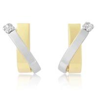 9ct Two-Tone Crossover CZ Earrings SE509