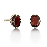 9ct Gold Four Claw Oval Garnet Stud Earrings 9ER361-GN-Y