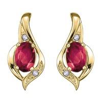9ct Gold Diamond Ruby Swirl Stud Earrings E1860-7-9