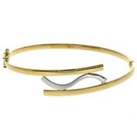 9ct two tone wave crossover hinged bangle 1303080