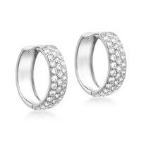 9ct White Gold Three Row CZ Huggy Earrings 5-57-9609