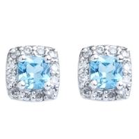 9ct White Gold Diamond Topaz Cluster Stud Earrings E2351W-12-10