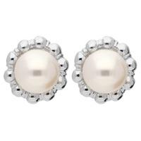 9ct White Gold Freshwater Pearl Beaded Stud Earrings EOZ70054FW