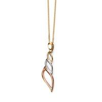 9ct 3 Colour Twist Dropper Pendant GP987