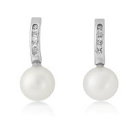 9ct White Gold Pearl Dropper Earrings SE520