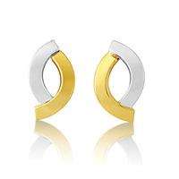 9ct Two Tone Curve Studs SE500