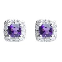 9ct white gold diamond amethyst cluster stud earrings e2351w 2 10