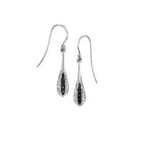 9ct White Gold Black and White Diamond Drop Earrings GE719