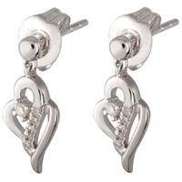 9ct White Gold and Diamond Heart Dropper Earrings CE5754 9KW DIA