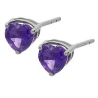 9ct white gold amethyst heart studs ve0s542