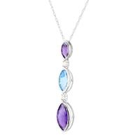 9ct White Gold Amethyst Blue Topaz Diamond Pendant CP7192 9KW-AMY-B-T