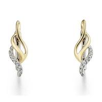 9ct gold two colour diamond swirl earrings 3409268002