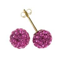 9ct Gold Pink Cubic Zirconia Pave Ball Stud Earrings CG40 PINK